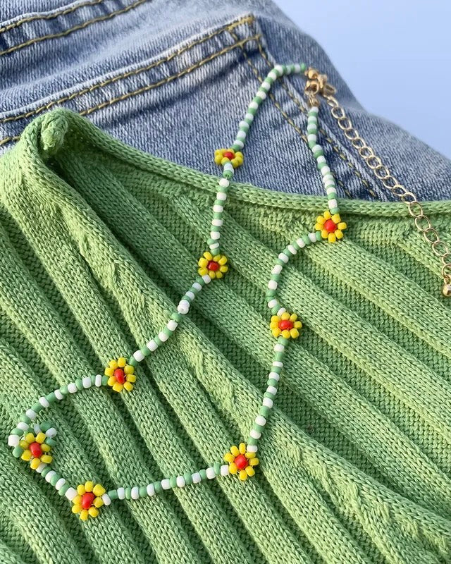 Sunflower Fields Beaded Necklace