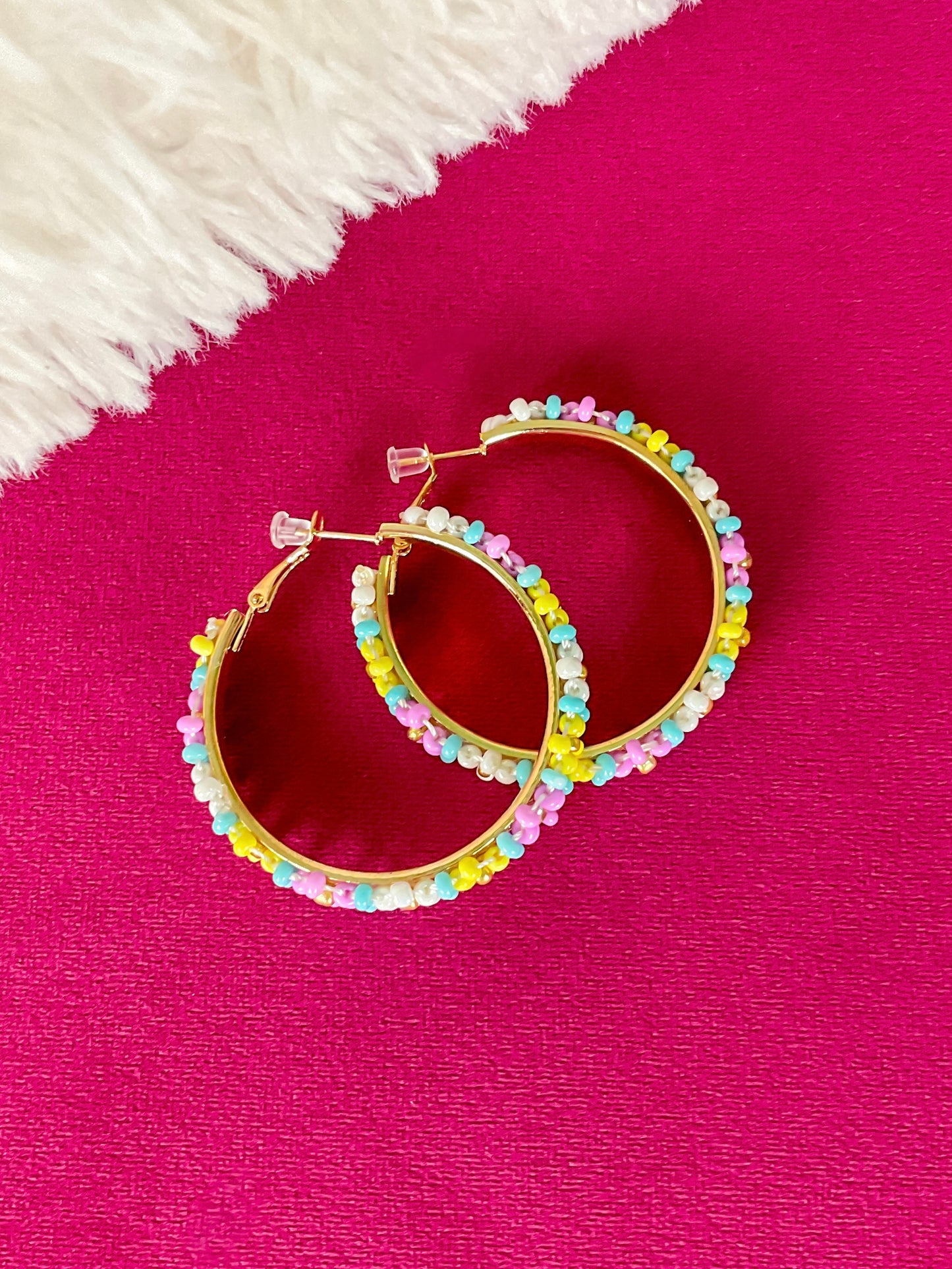Mallorca Beaded Floral Hoop Earrings
