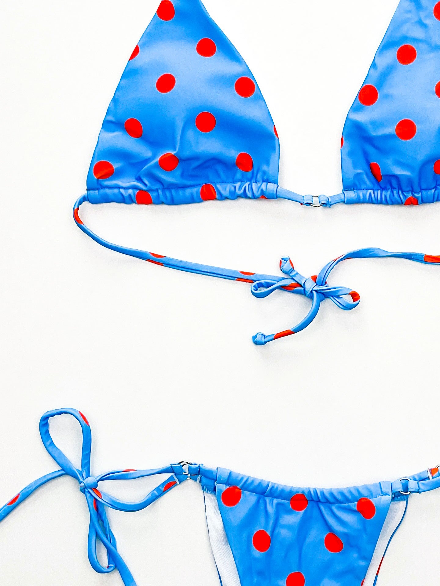 Blue & Orange Polka Dot String Bikini Set