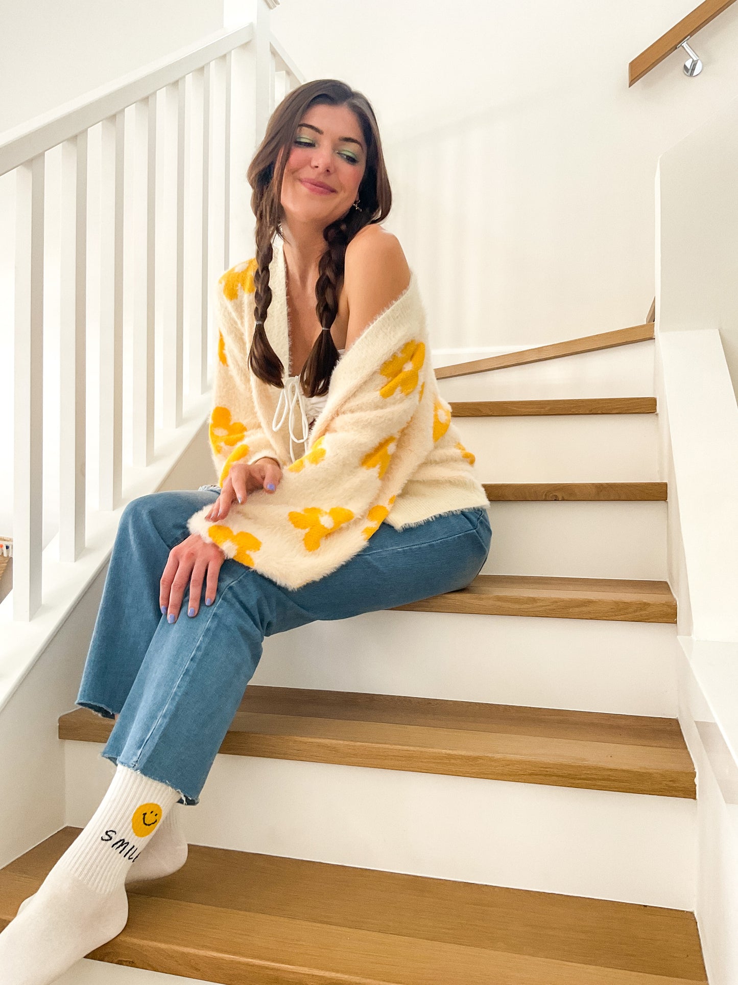 Feelin’ Groovy Fuzzy Flower Sweater