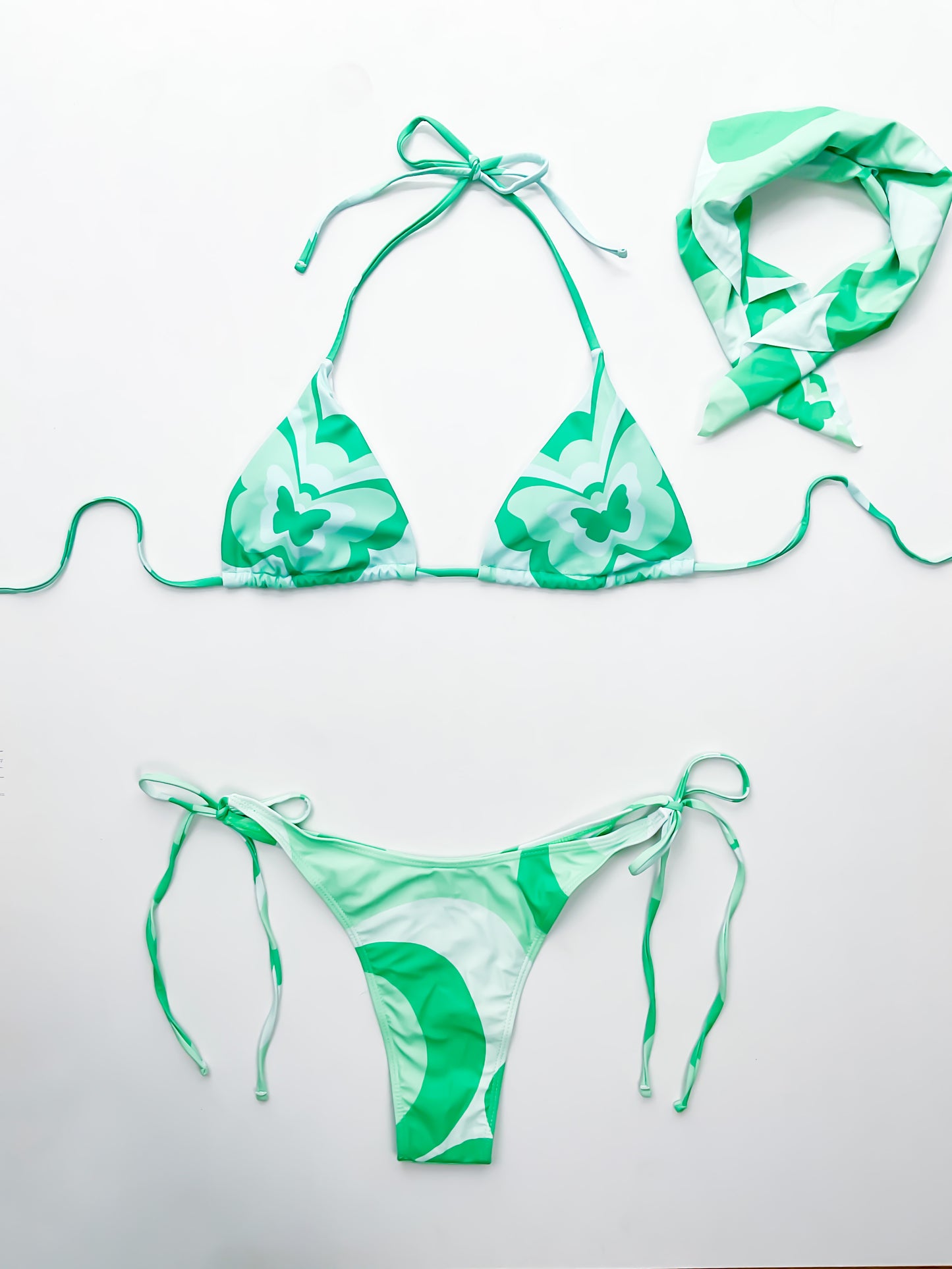 Green Pop Art 3-Piece Bikini Set