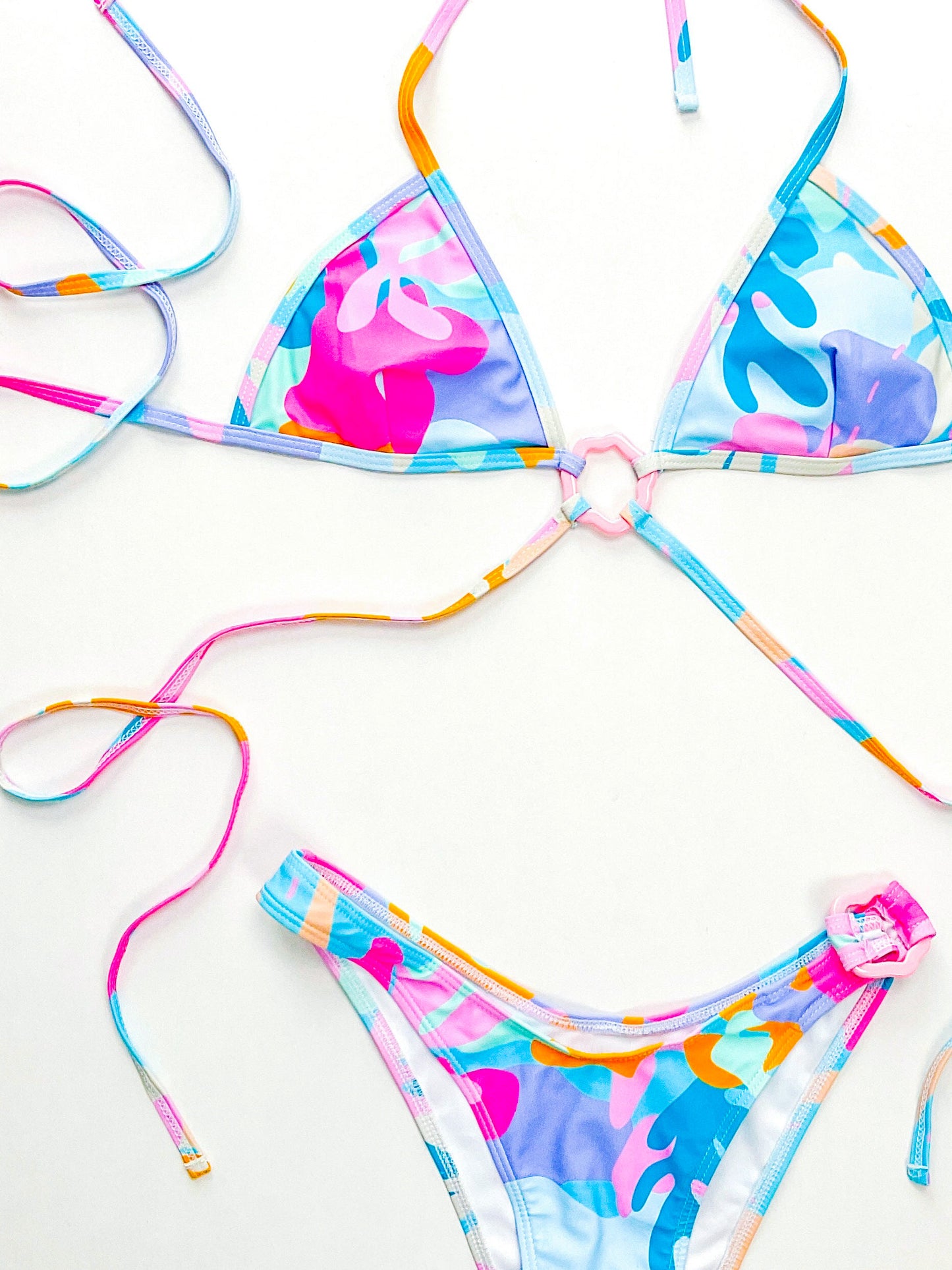 Coral Reefy Babe Tie-Around Bikini Set