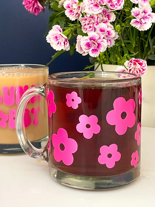 Groovy Flowers Glass Mug