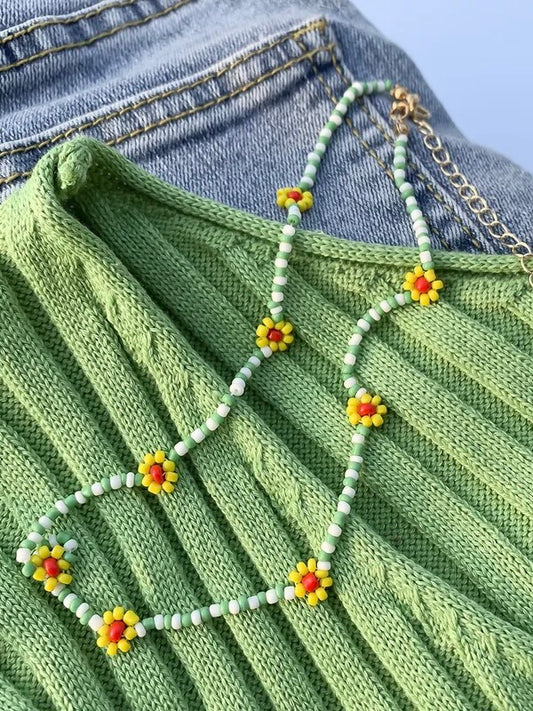 Sunflower Fields Beaded Necklace