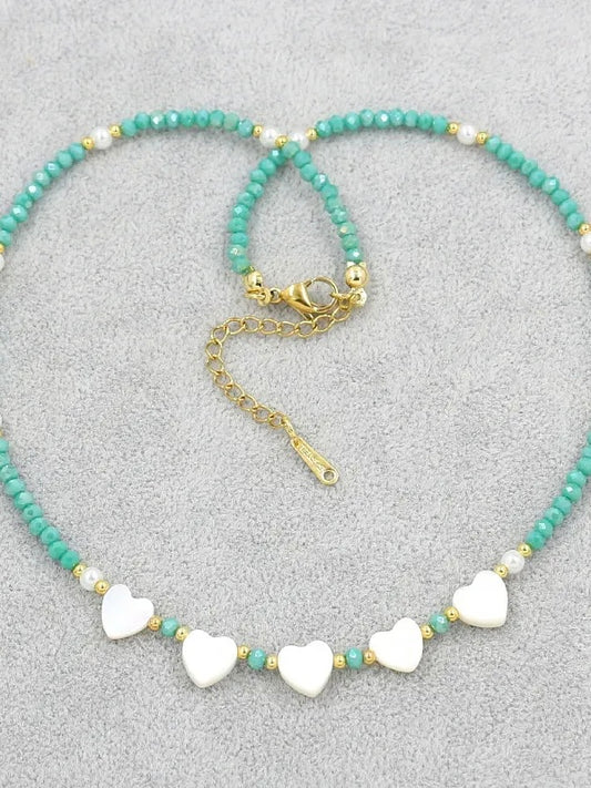 Santorini Beaded Hearts Necklace