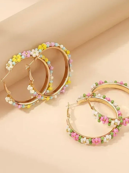 Mallorca Beaded Floral Hoop Earrings