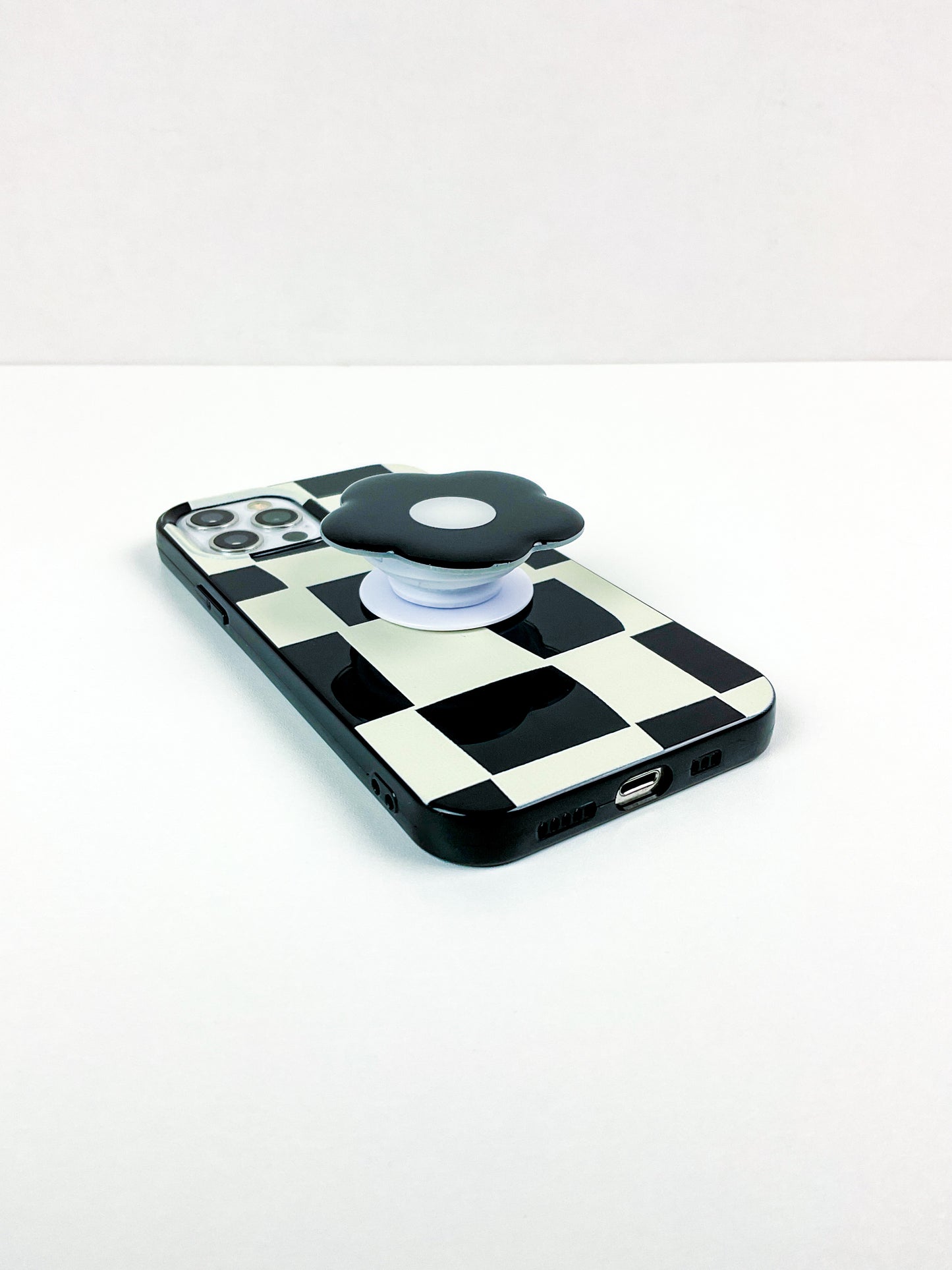 Wavy Black & Cream Checkerboard iPhone Case