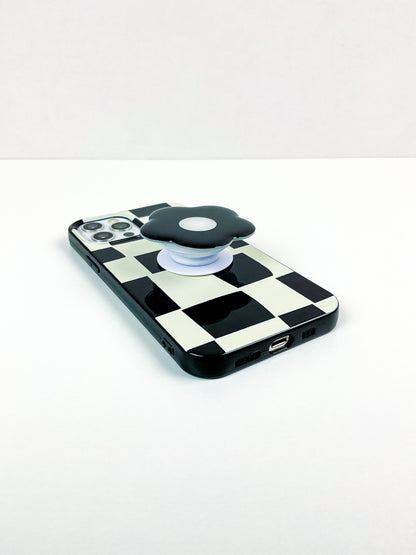 Wavy Black & Cream Checkerboard iPhone Case