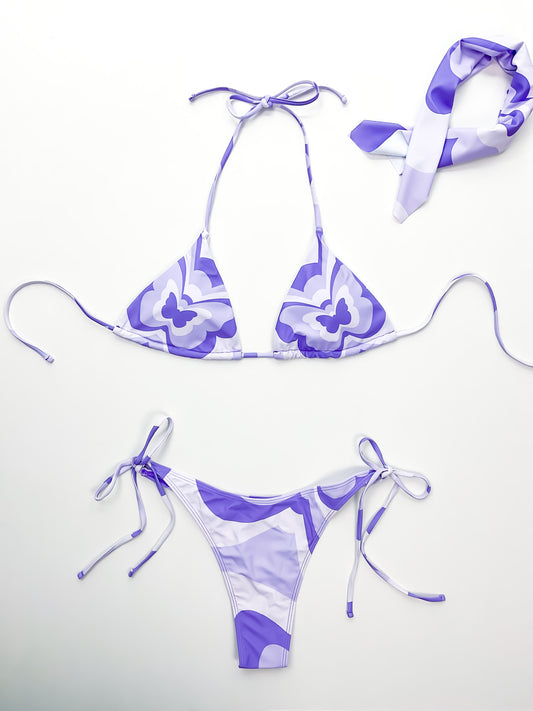 Purple Pop Art 3-Piece Bikini Set