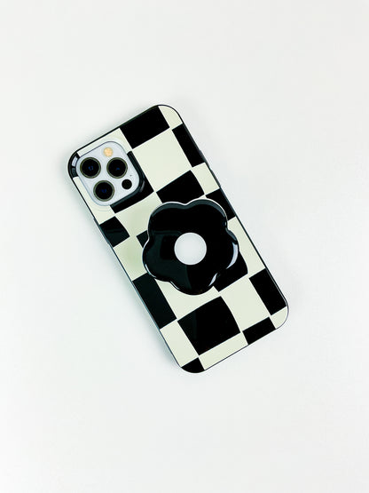 Wavy Black & Cream Checkerboard iPhone Case