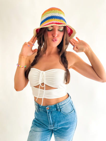 Vacay Straw Bucket Hat