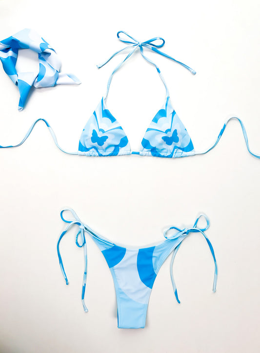 Blue Pop Art 3-Piece Bikini Set